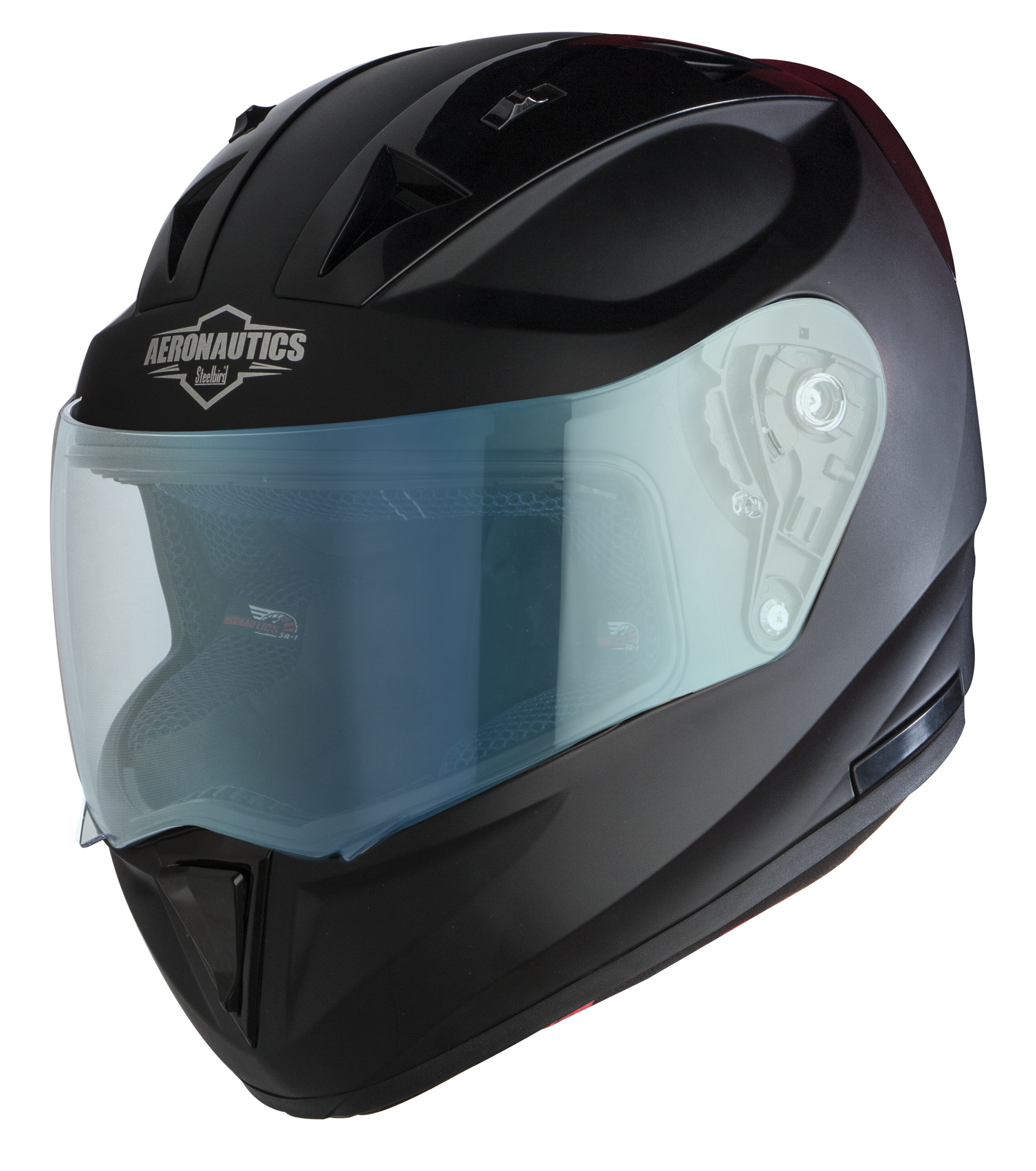 SA-1 Aeronautics Mat Mid Night Black ( Fitted With Clear Visor Extra Blue Night Vision  Visor Free)